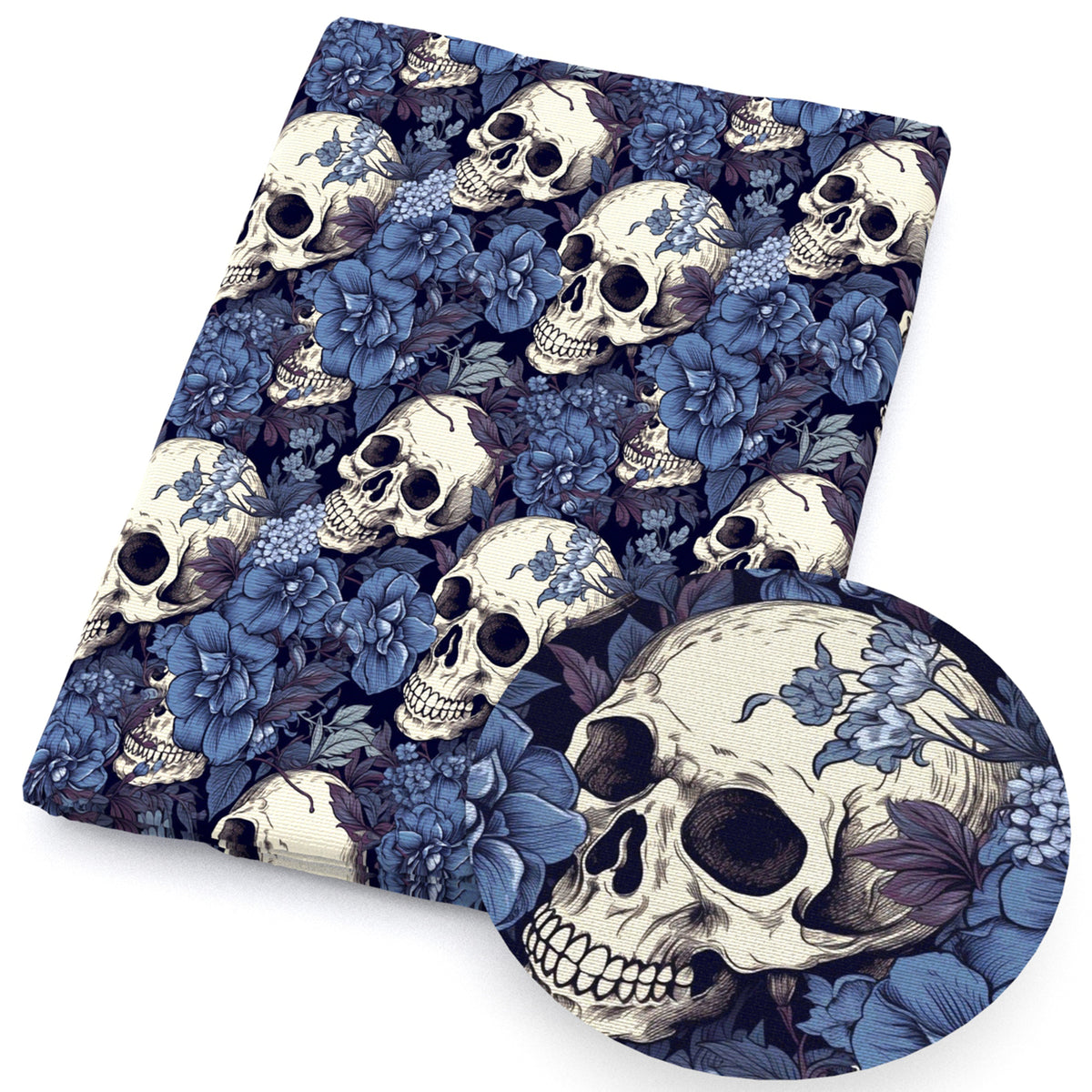 flowerfloral skull ghost skeleton bones halloween fabric