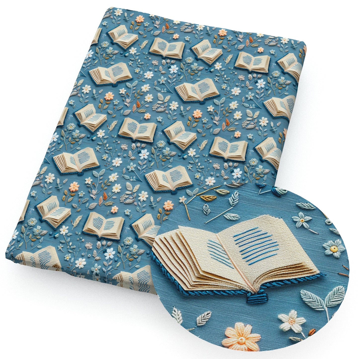 back to school imitation embroidery series book flowerfloral fabric