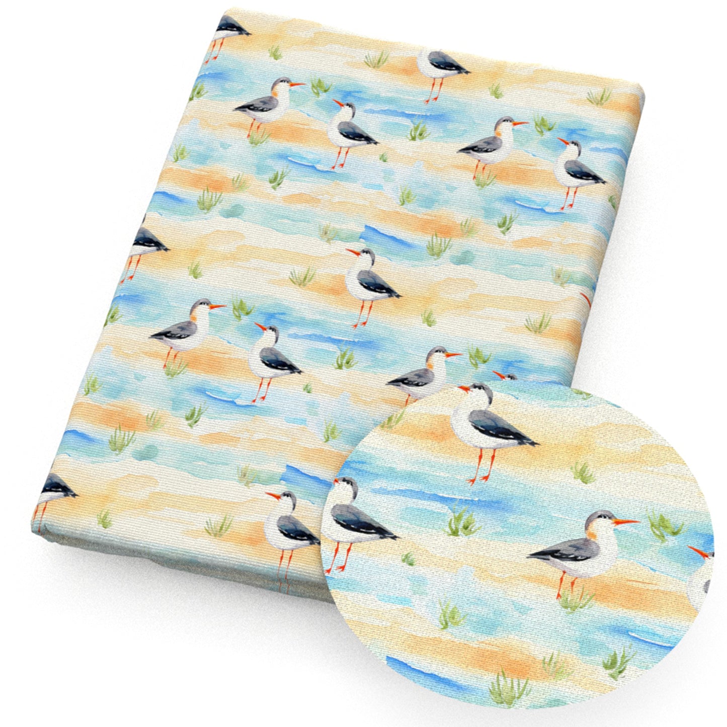 bird grass paint splatter fabric