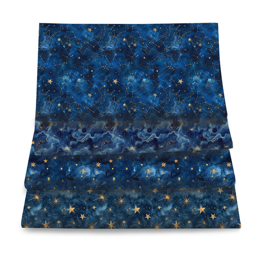 4Pc/set 7.87x7.87inch(20x20cm) Planet Solar System Galaxy series Precut Quilting Fabric Fat Quarter Fabric Bundle, Polyester Quilting Squares for Patchwork, DIY Crafts Projects, DIY Wallet Making