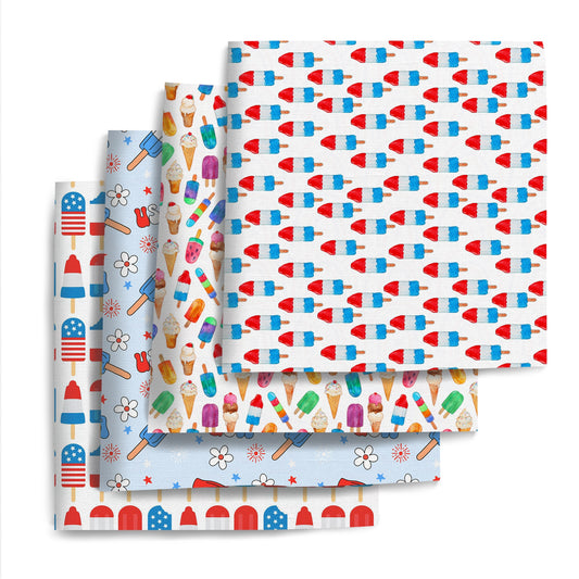 4Pc/set 7.87x7.87inch(20x20cm) Fourth of July Independence Day Precut Quilting Fabric Fat Quarter Fabric Bundle