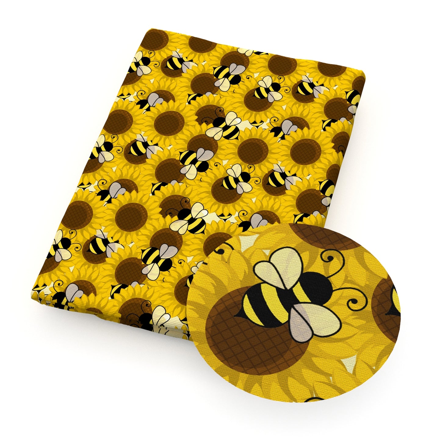plant sunflower bee fabric