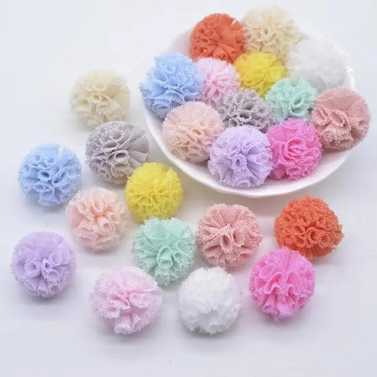 10pcs 25mm Vibrant Polyester Mesh Balls - Decorative Accessories for Clothing, Hair Accessories Making Materials - Colorful DIY Craft Supplies for Jewelry Designers