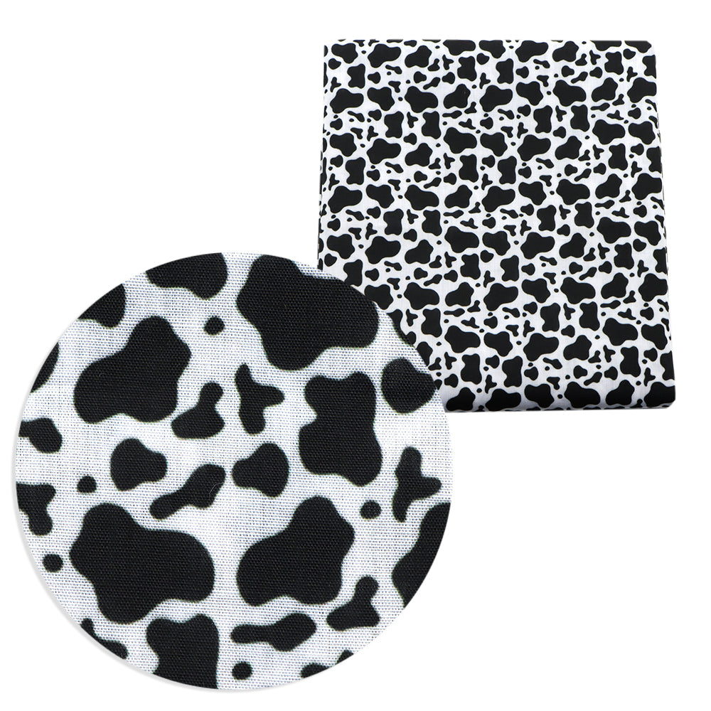 4Pc/set 7.87x7.87inch(20x20cm) cow pattern series Precut Quilting Fabric Fat Quarter Fabric Bundle, Polyester Quilting Squares for Patchwork, DIY Crafts Projects, DIY Wallet Making