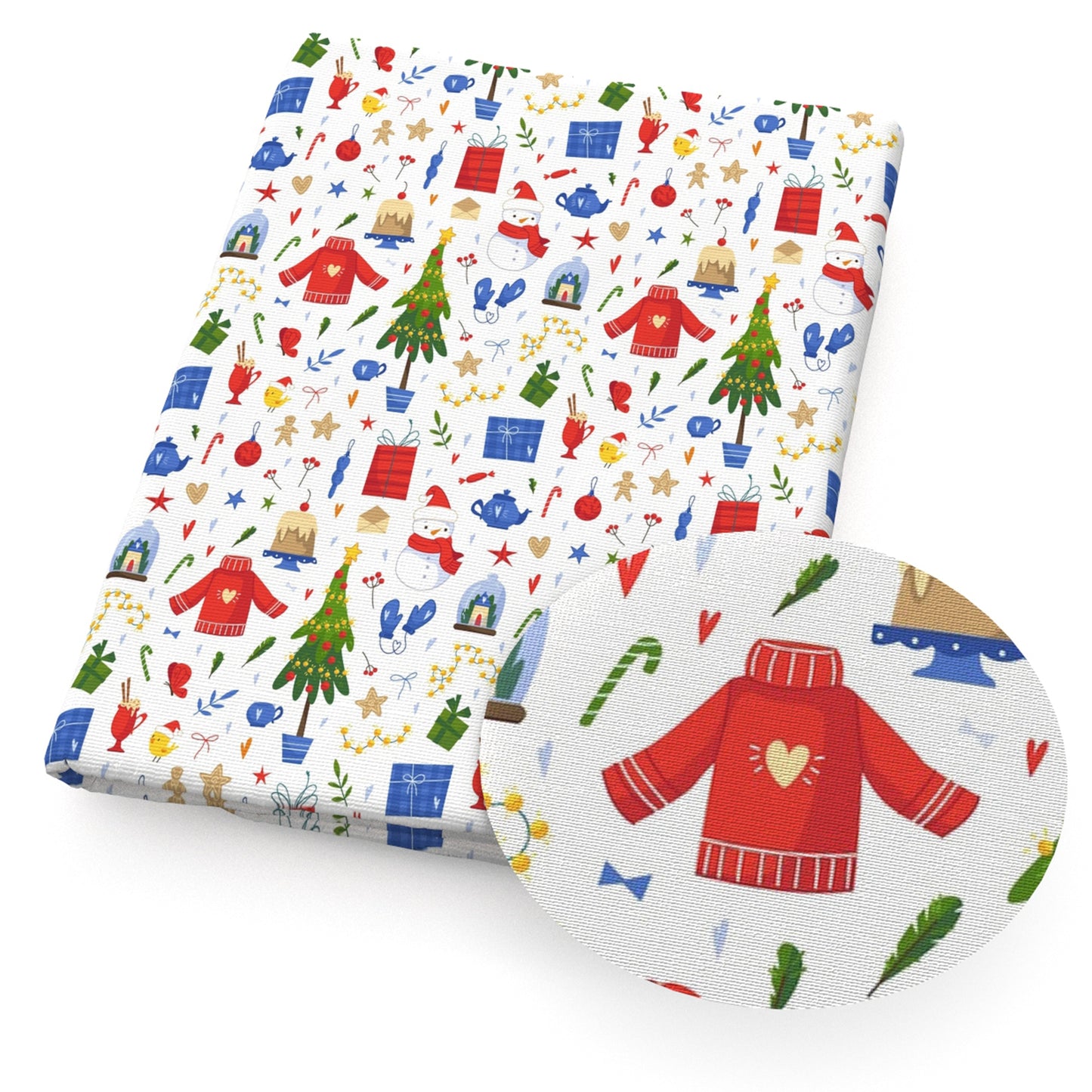 christmas tree snowman presentgift clothes teapot fabric