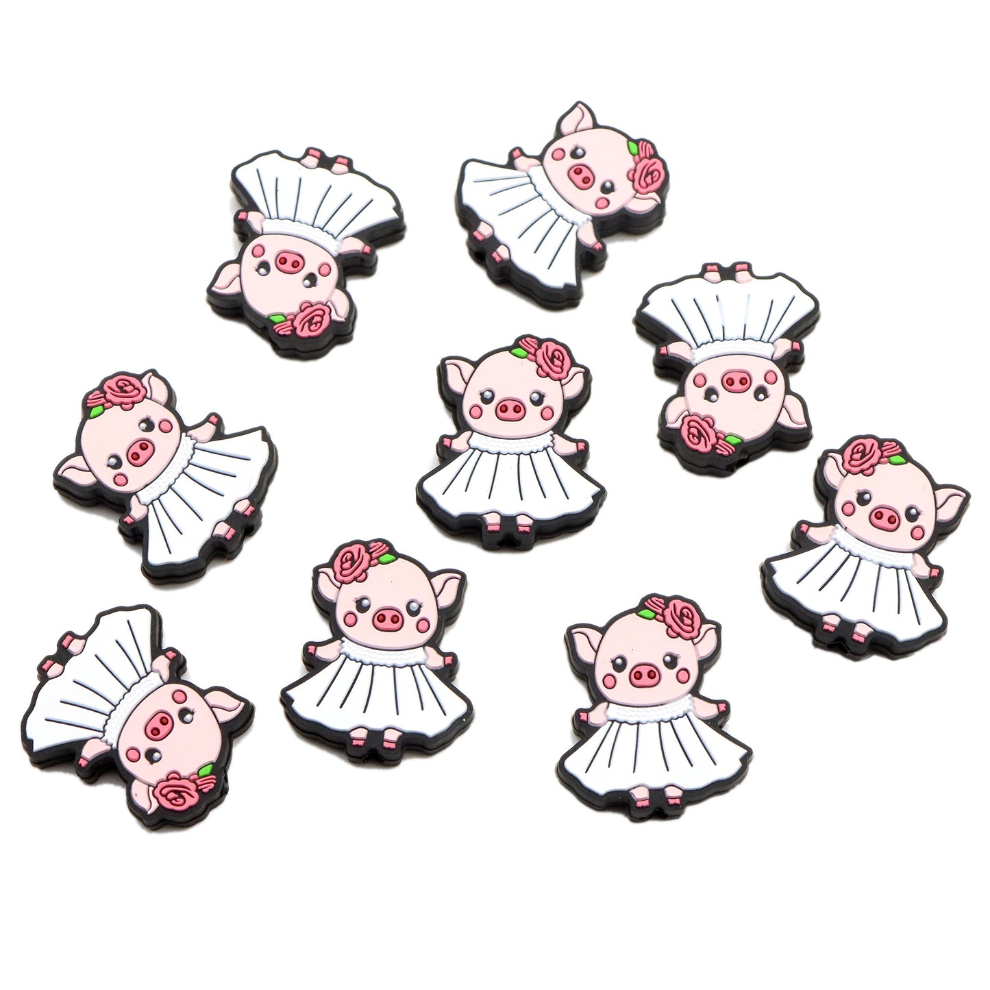 1Pc Pig Silicone Beads Set - 3D Animal-Shaped Silicone Beads for DIY Crafts, Jewelry Making, Keychains, and Pen Decorations