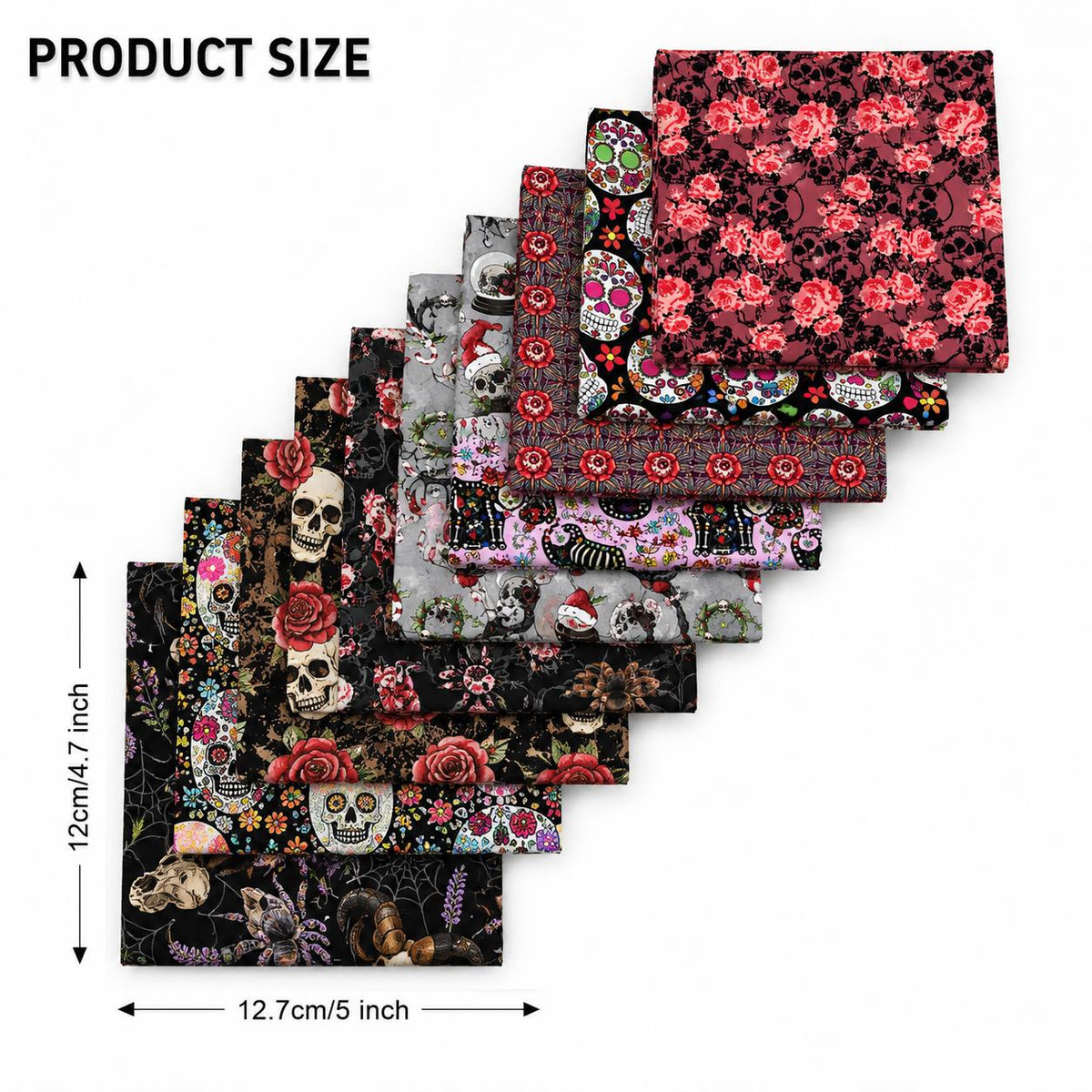 10Pc/Set Halloween Series Spider Skull Rose Cat Fat Quarter Fabric, Pre-Cut Square Fabric Assort, Fabric Set, Craft Fabric, Handmade DIY Patchwork Fabric,Home Quilting Sewing Fabric, Packaging Fabric, Scrapbooking Craft