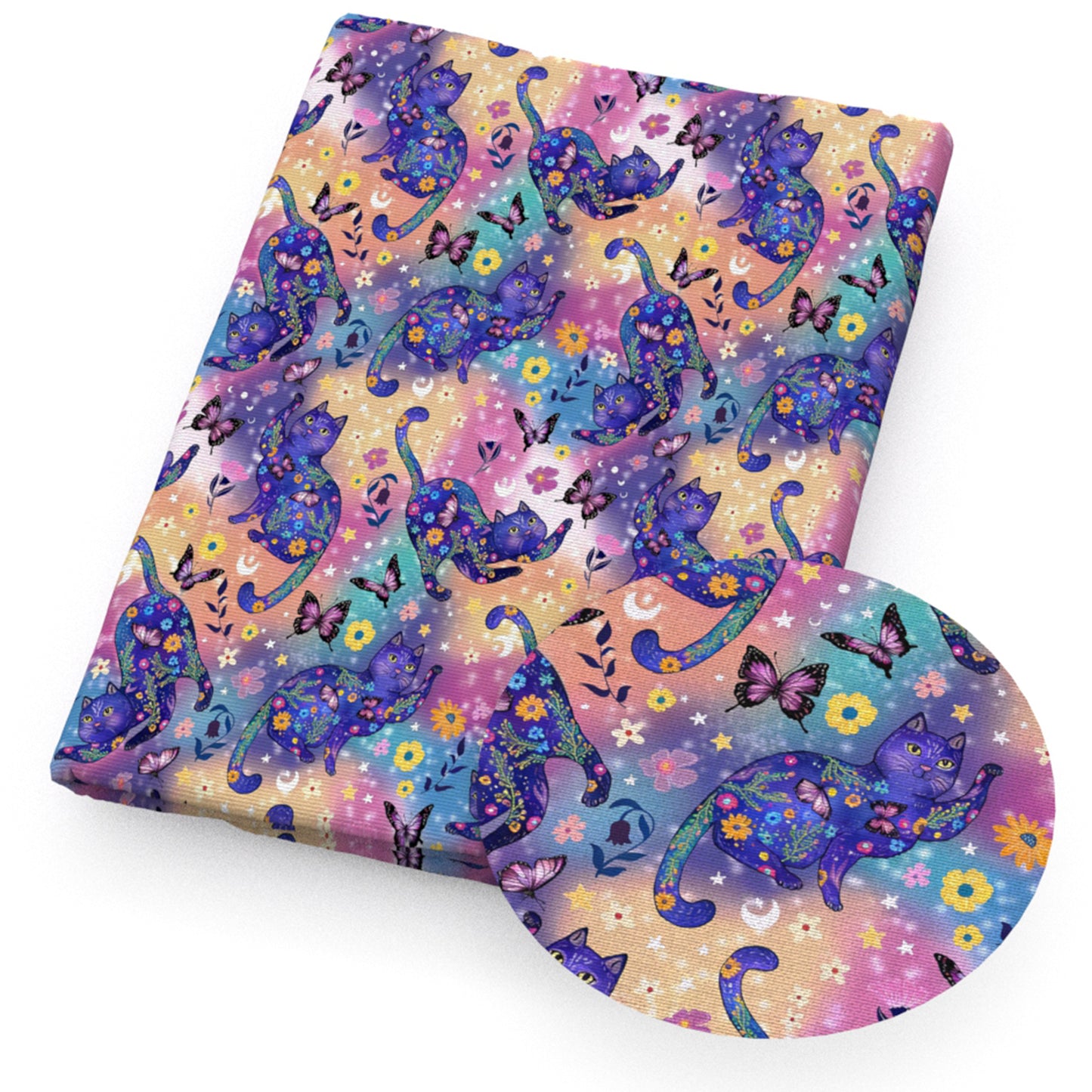 cat flowerfloral rainbow color butterfly tie dye fabric