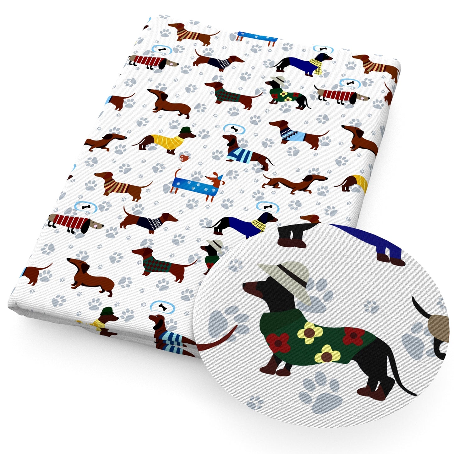 dogpuppy footprint paw bonesfish bonesdog bones flowerfloral fabric