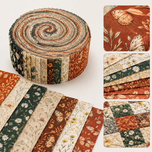 10pcs Vintage Floral Pattern Jelly Roll Fabric Strips 2.5X19.7inch Pre-Cut 100% Polyester For Patchwork Quilts, Table Runners, Placemats, Tote Bags, Storage Pouches, Makeup Bags, Coasters, Quilt Blocks & Binding