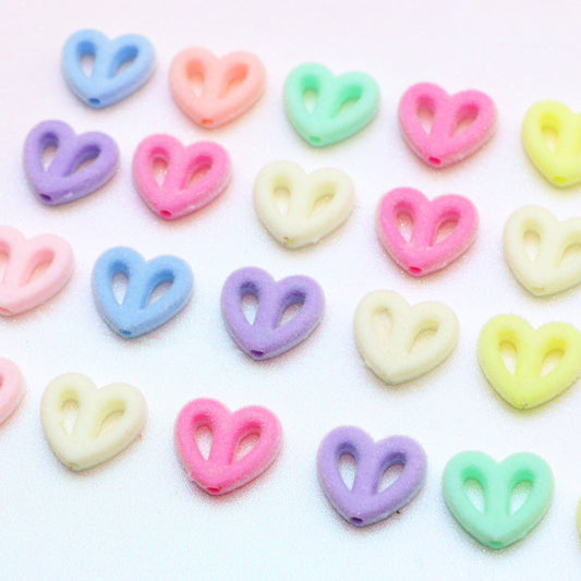 10Pcs Hollow Love Heart Acrylic Beads Plain Solid Color Loose Spacer Beads for DIY Jewelry Making Accessories DIY Bracelet Necklace Chain Earrings Charm Bangle Decors Craft Pen Supplies Festive Decorations