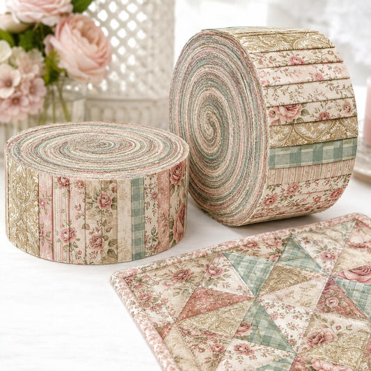 10pcs Vintage Flora Pattern Jelly Roll Fabric Strips 2.5X19.7inch Pre-Cut 100% Polyester For Patchwork Quilts, Table Runners, Placemats, Tote Bags, Storage Pouches, Makeup Bags, Coasters, Quilt Blocks & Binding