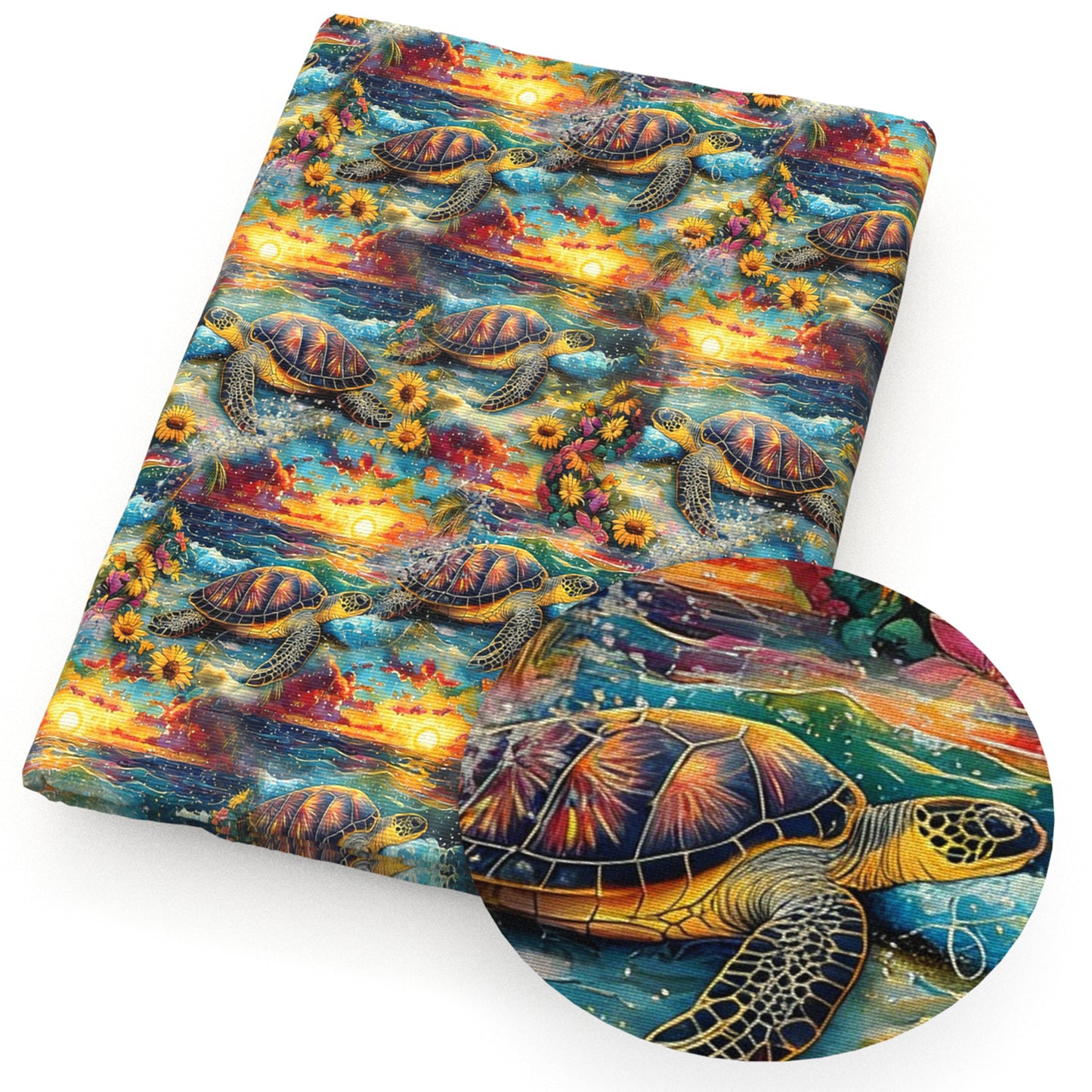 turtle tortoise sunflower ocean series fabric
