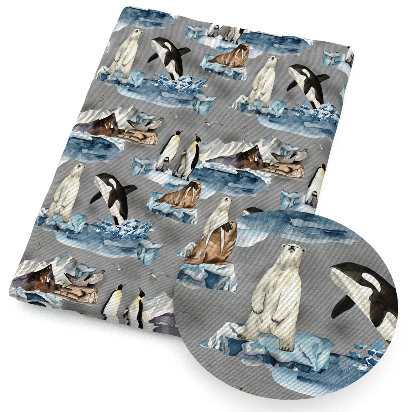 the whale penguins the seal polar bear ocean series fabric