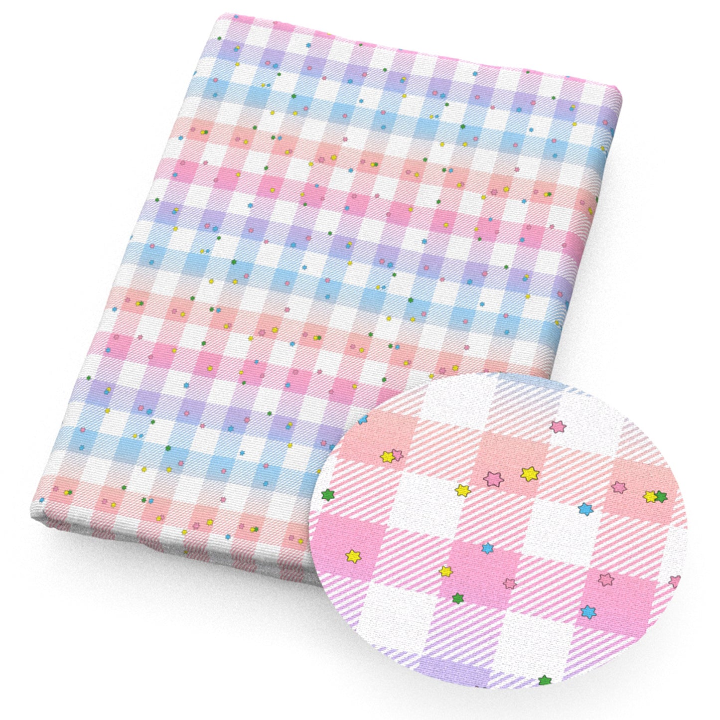 plaid grid star starfish fabric