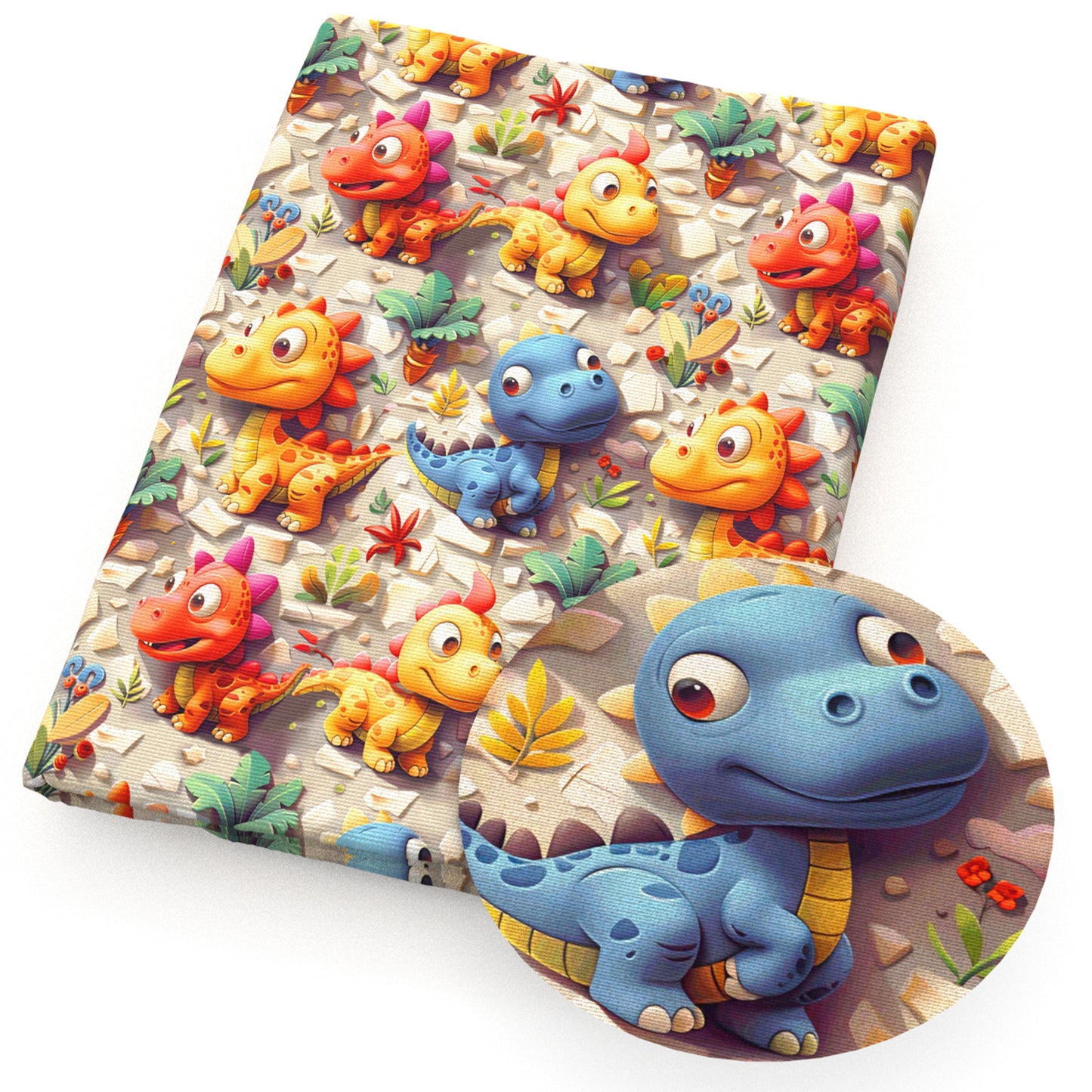 dinosaurs dino coconut palm tree fabric