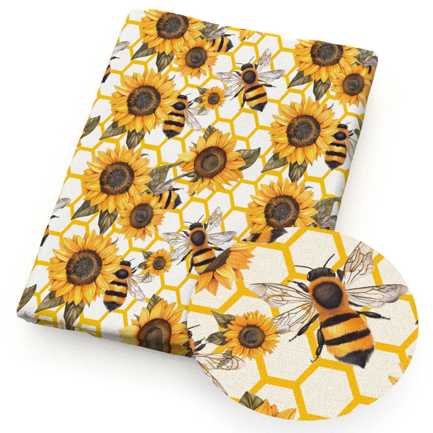 flowerfloral sunflower bee hexagon fabric