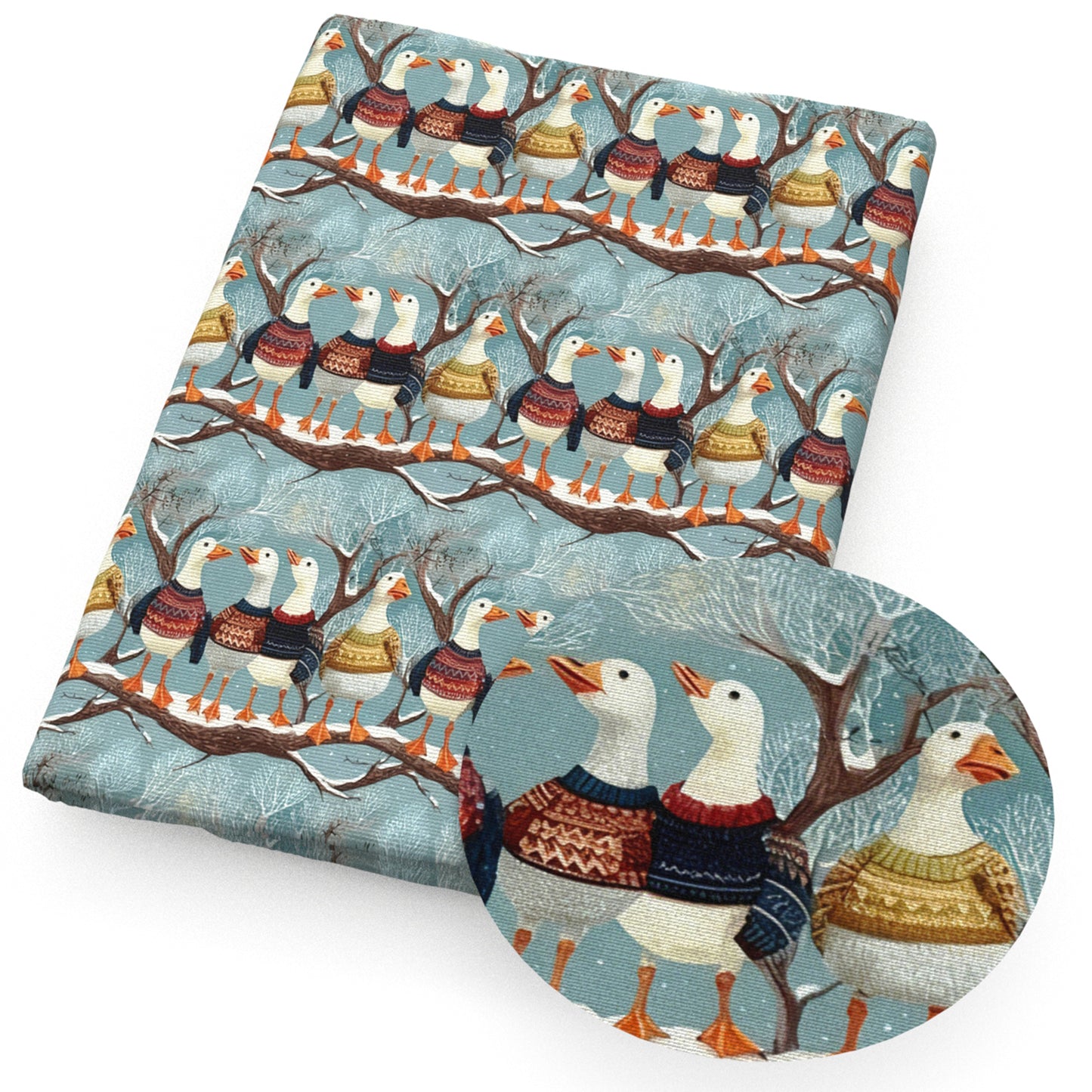winter duck leaf leaves tree fabric
