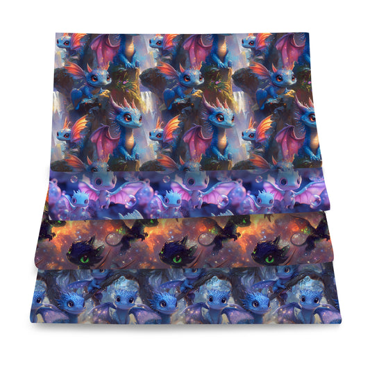 4Pc/set 7.87x7.87inch(20x20cm) dragon series Precut Quilting Fabric Fat Quarter Fabric Bundle, Polyester Quilting Squares for Patchwork, DIY Crafts Projects, DIY Wallet Making