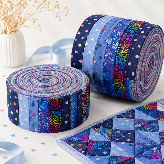 10pcs Vintage Flower Heart Blue Pattern Jelly Roll Fabric Strips 2.5X19.7inch Pre-cut 100% Polyester Fresh and Delicate Printed Fabricfor Patchwork Quilts, Table Runners, Placemats, Tote Bags, Storage Pouches, Makeup Bags, Coasters, Quilt Blocks & Binding