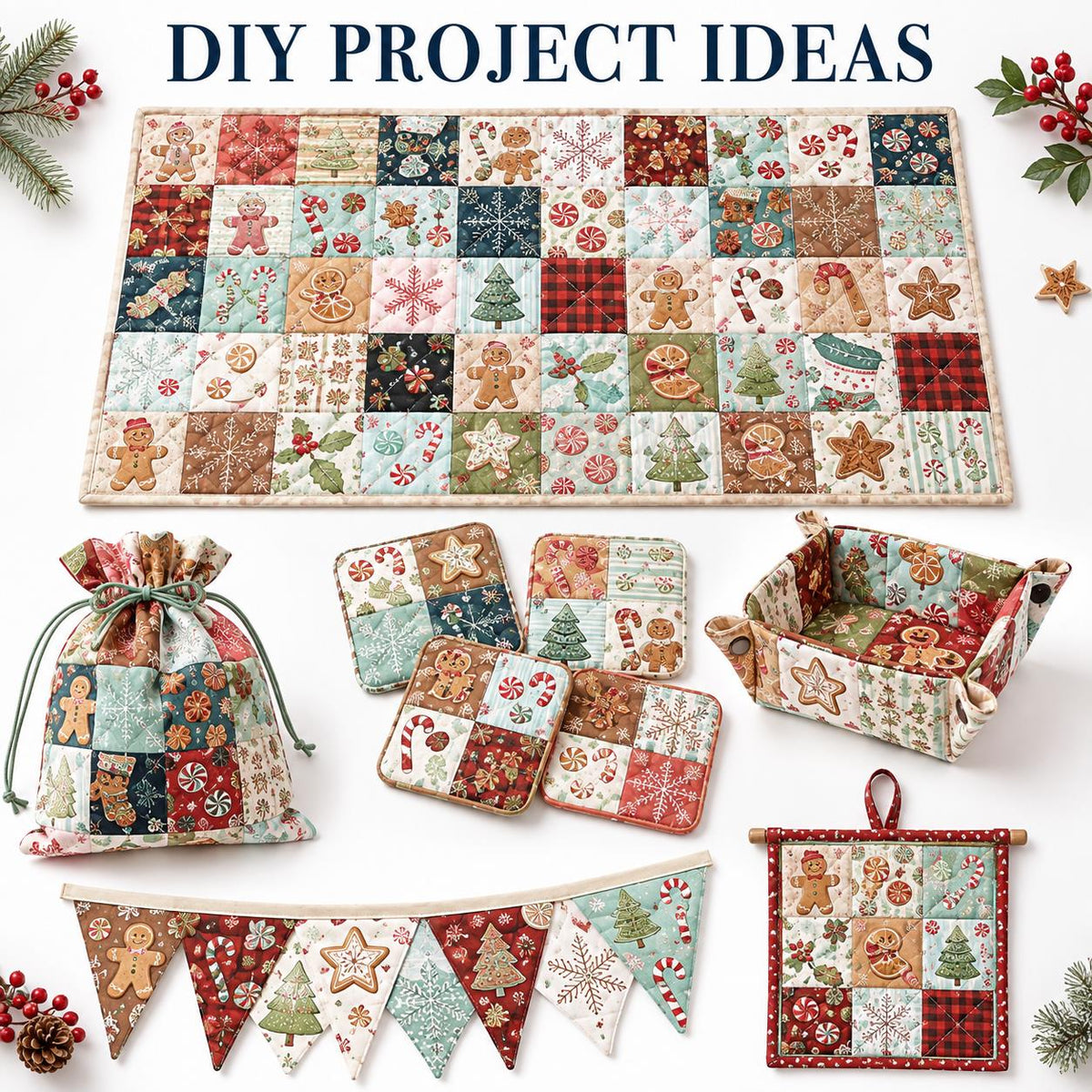 10Pc/Set Christmas Series Lollipop Stripe Plaid Star Crutch Cake Fat Quarter Fabric, Pre-Cut Square Fabric Assort, Fabric Set, Craft Fabric, Handmade DIY Patchwork Fabric,Home Quilting Sewing Fabric, Packaging Fabric, Scrapbooking Craft Hobbyist