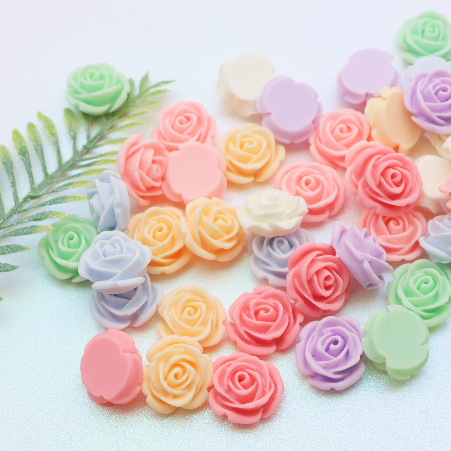 10Pcs/pack Mixed Colors Rose Flower Shaped 3D Acrylic Resin Cabochon Charms Ornament DIY Creative Phone Shell Case Keychain Fridge Patches Decors Accessories