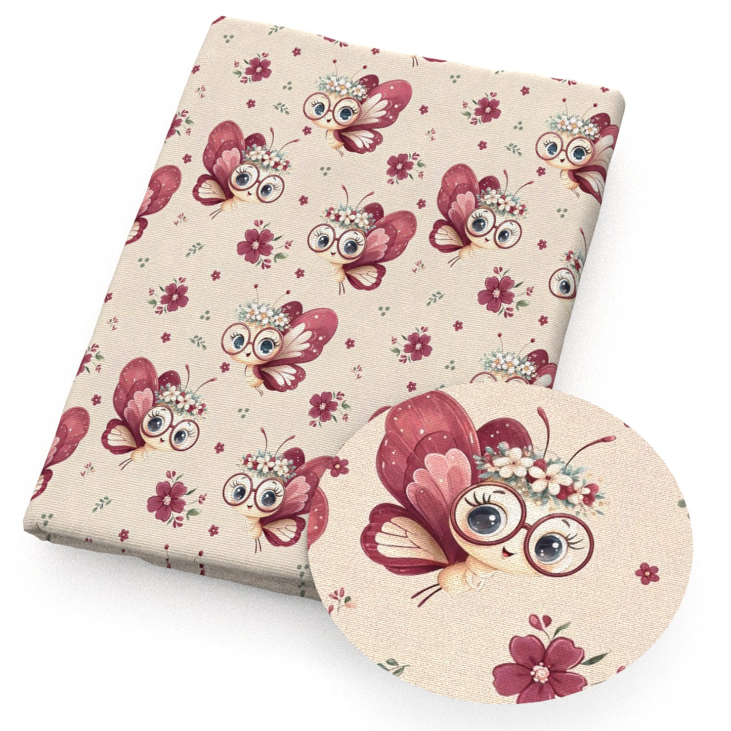 bee flowerfloral glasses fabric