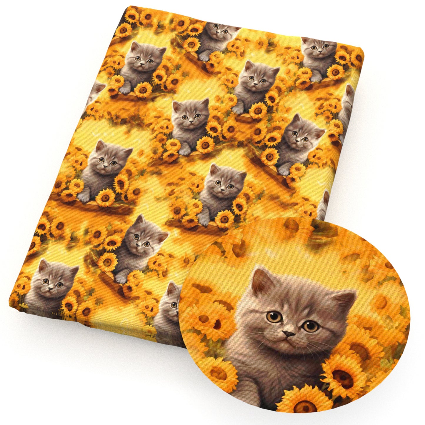 cat sunflower fabric