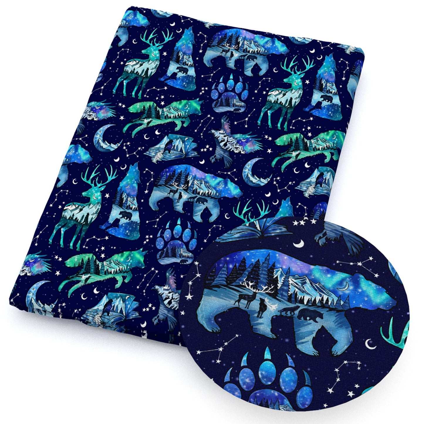 constellation footprint paw wolf deerreindeer giraffe moon fabric