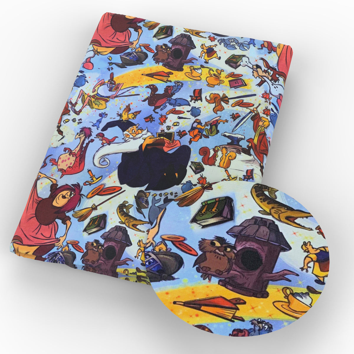 broom owl dogpuppy fabric