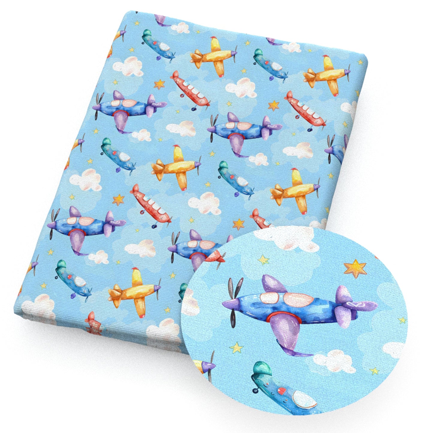 plane cloud rainbow color fabric