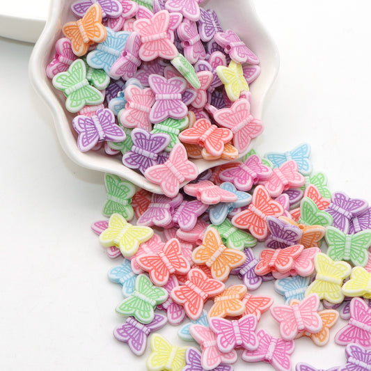 20g/pack Mix Color Butterfly Flat Back Beads DIY Beaded Can Be Used As Hand String Necklace Ring Jewelry Making Accessories