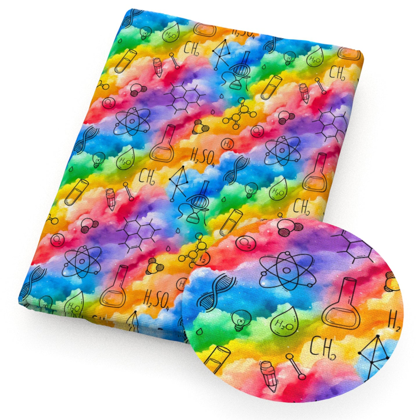 back to school supplies paint splatter rainbow color chemistry fabric