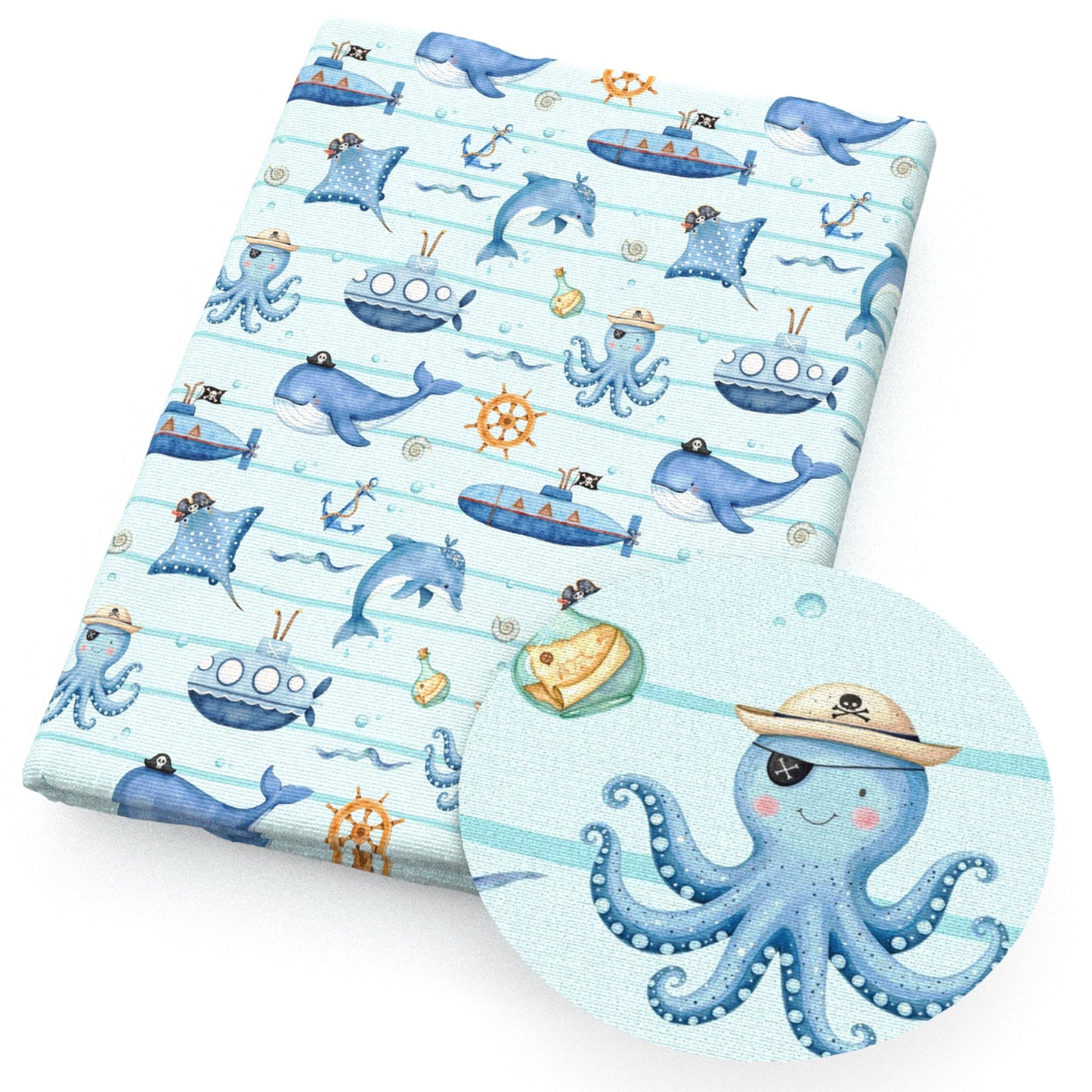 the whale submarine dolphin stripe sailor fabric