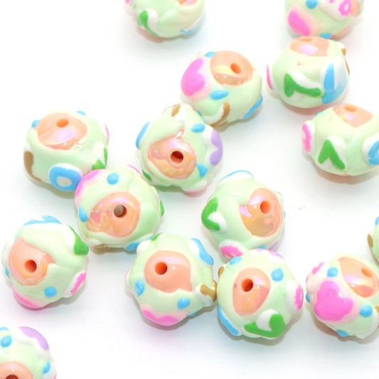 5Pcs Festive Love Heart Acrylic Beads Loose Spacer Beads for DIY Jewelry Making Accessories DIY Bracelet Necklace Chain Earrings Charm Bangle Decors Craft Pen Supplies