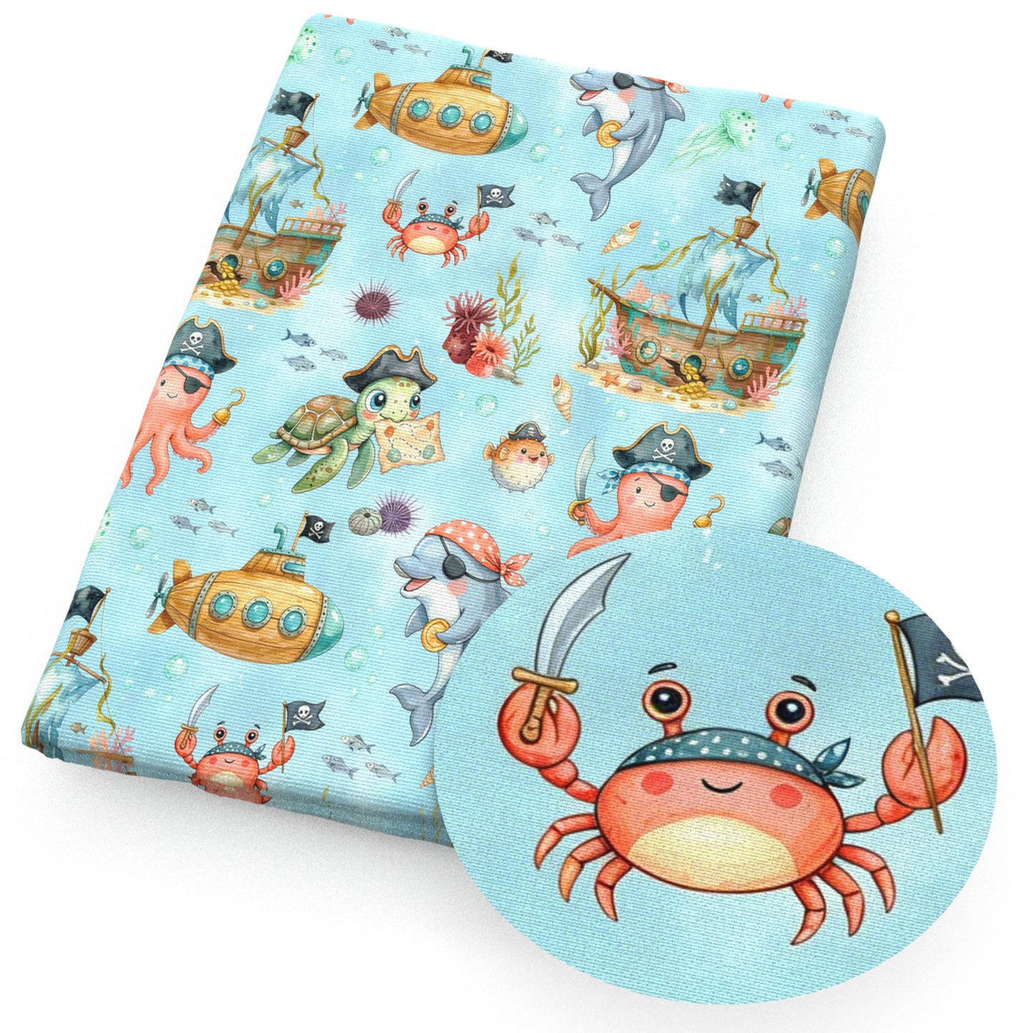 crabcrabs octopus dolphin sailor anchor ship jellyfish pirate fabric