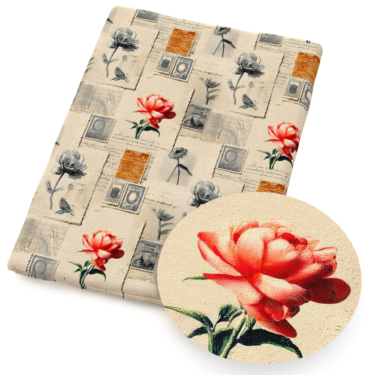 stamp flowerfloral newspaper obsolescence daisy fabric