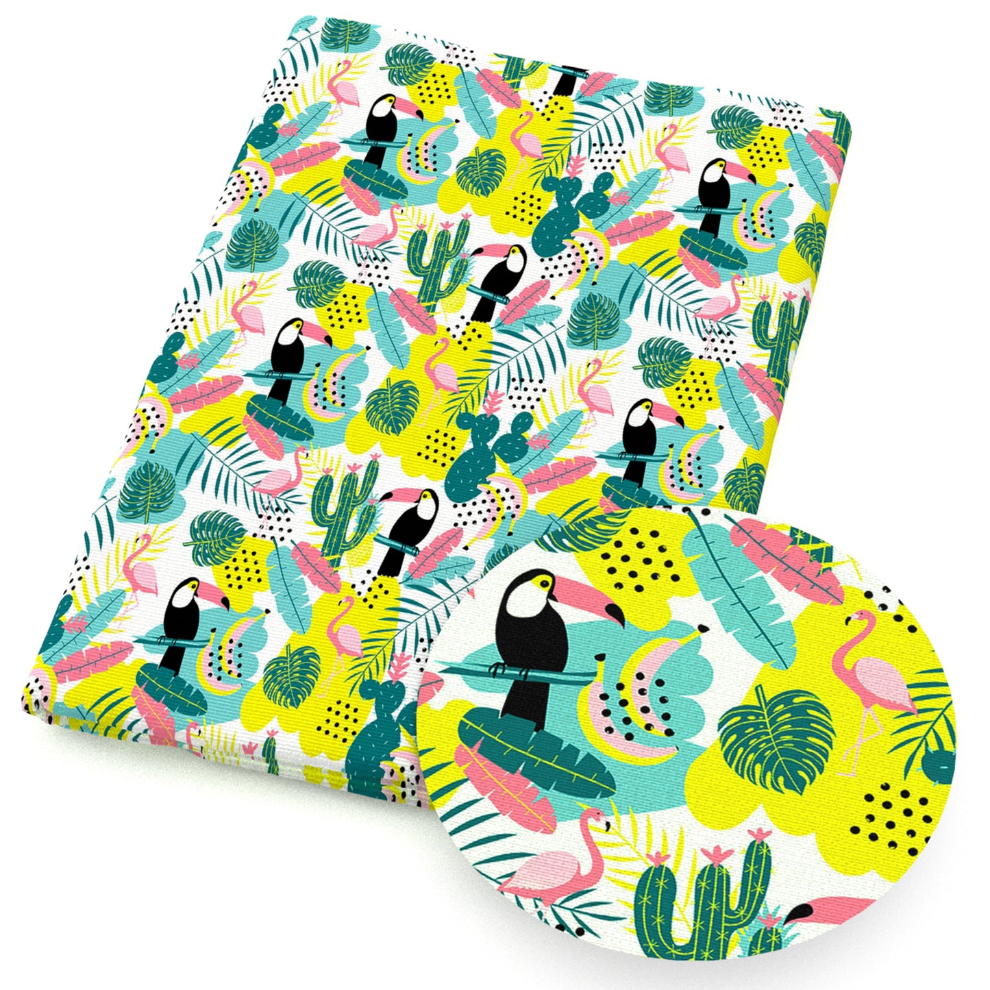 bird flamingo leaf leaves tree fabric