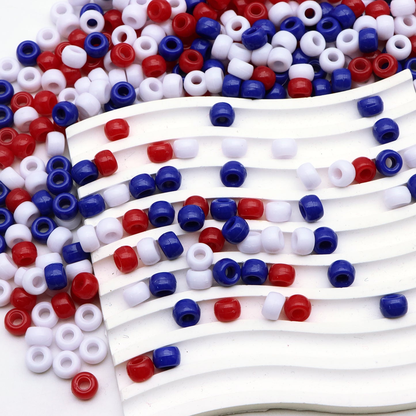 50Pcs 6mm Independence Day Acrylic Pony Beads,White Blue and Red Beads & Bead Assortments,Loose Spacer Beads with Hole for DIY Jewelry Making,4th of July Celebrations, Party Decorations, Necklaces, Bracelets, Earrings, Hair Accessories & DIY Crafts