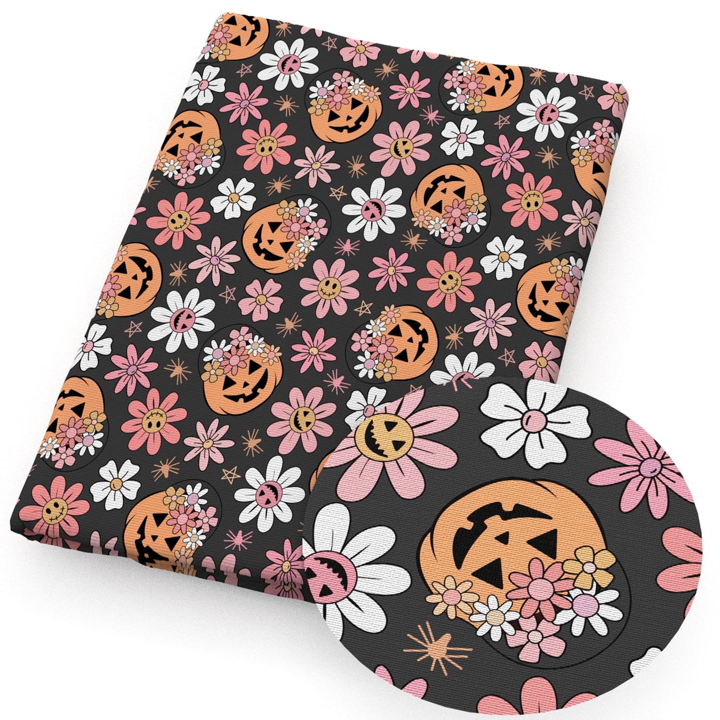 halloween pumpkin flowerfloral fabric