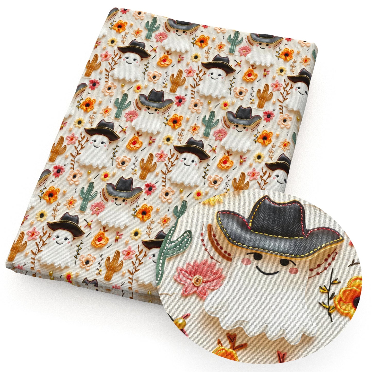 imitation embroidery series halloween skull ghost skeleton bones the cactus flowerfloral fabric