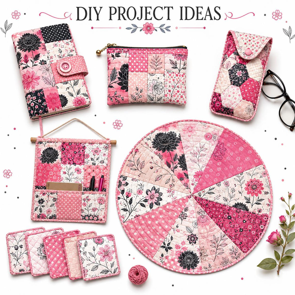 10Pc/Set Flower Dot Series Fat Quarter Fabric, Pre-Cut Square Fabric Assort, Fabric Set, Craft Fabric, Handmade DIY Patchwork Fabric,Home Quilting Sewing Fabric, Packaging Fabric, Scrapbooking Craft Hobbyist