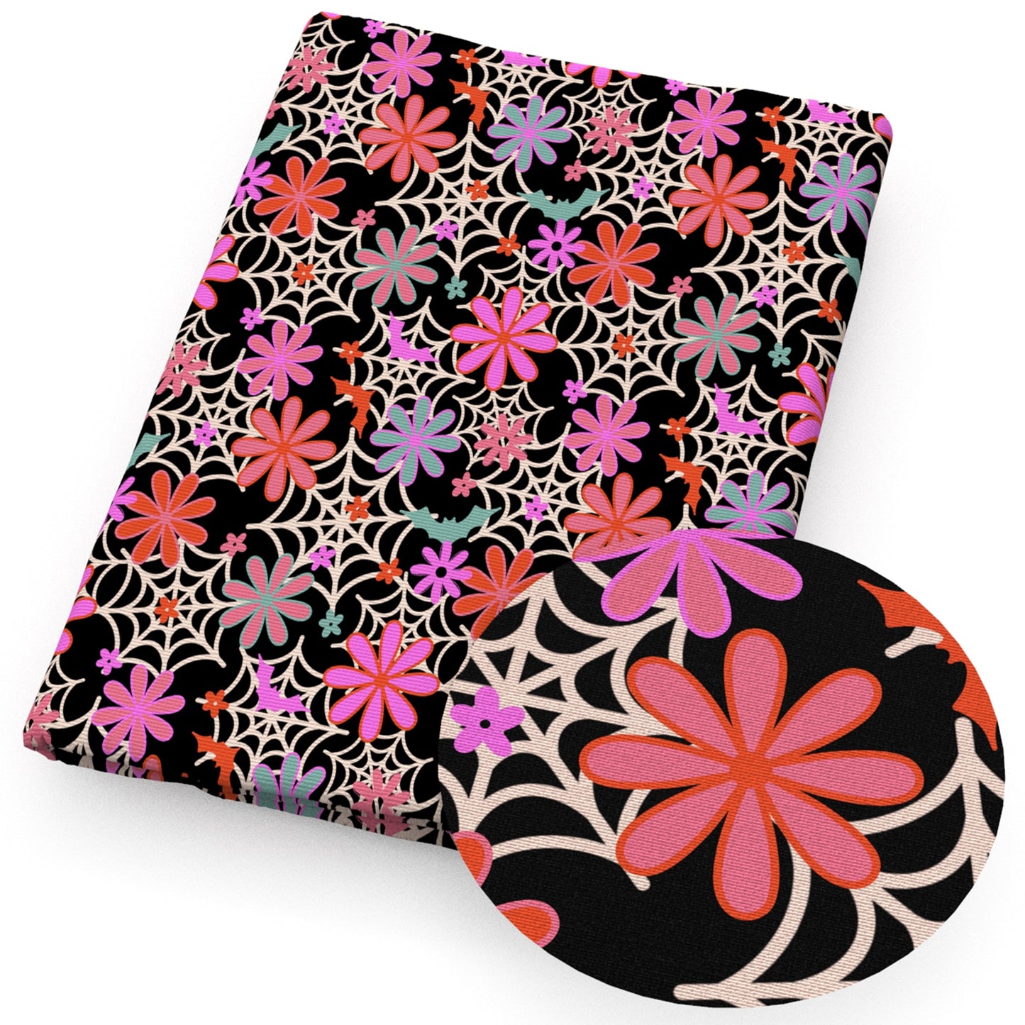spiderspider web flowerfloral halloween fabric