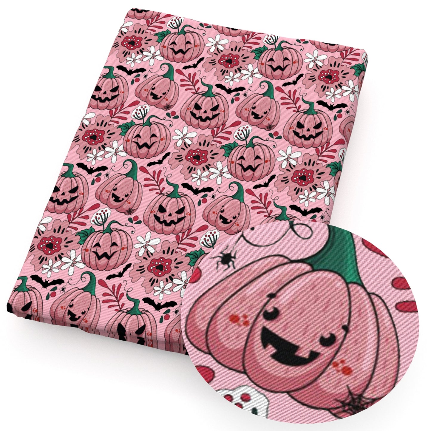 halloween pumpkin pink series flowerfloral fabric