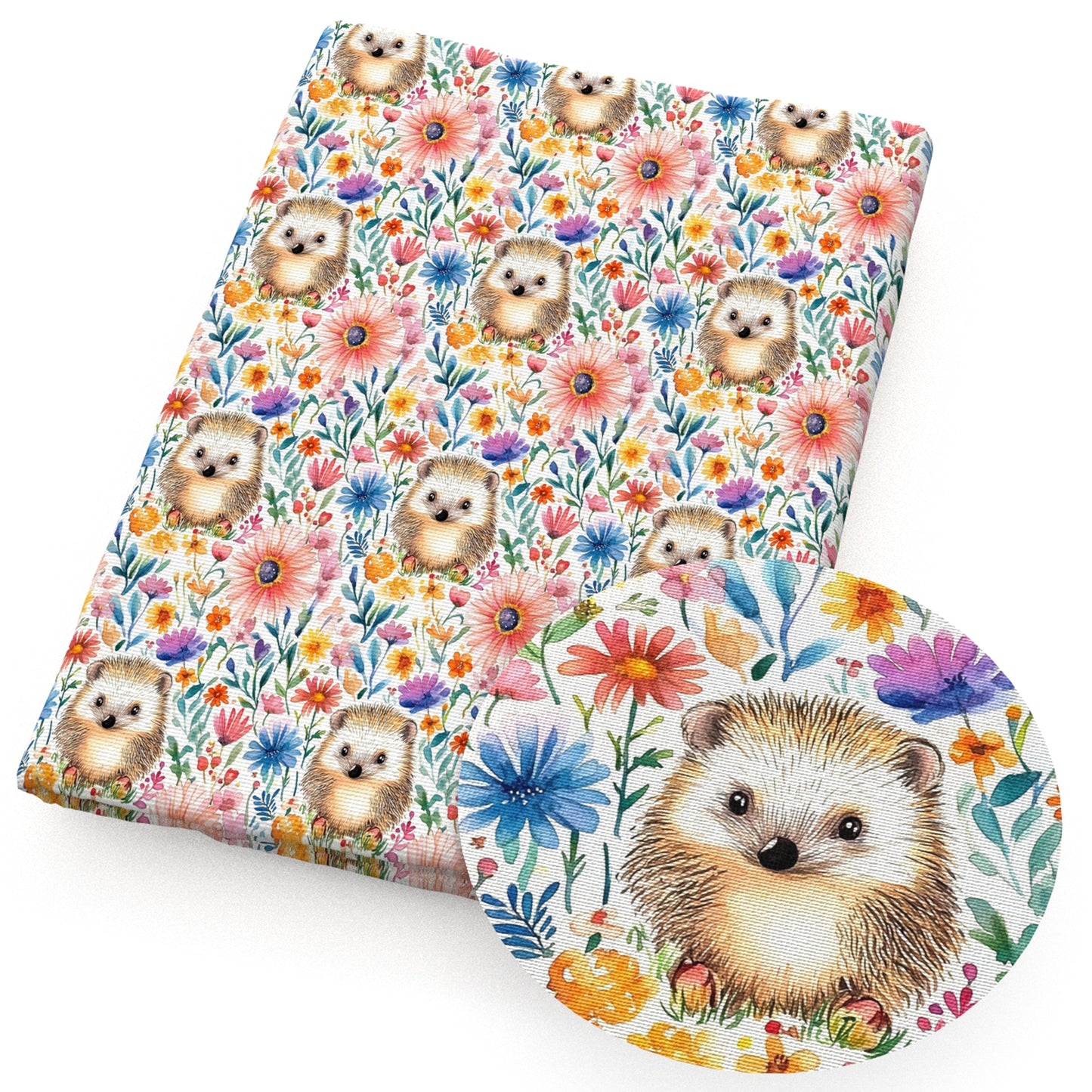 hedgehog flowerfloral fabric