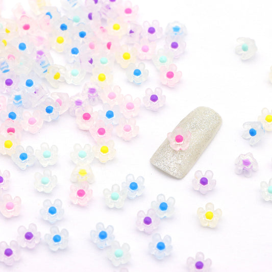 100pcs Transparent Flower Floral 3D Acrylic Resin Charms Ornament DIY Creative Phone Shell Case Keychain Fridge Patches Decors Accessories Happy Holiday Crafts Jewelry Making Wedding Christmas Party Decoration