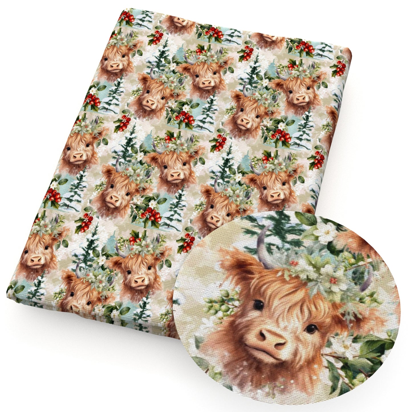 cow flowerfloral christmas day fabric