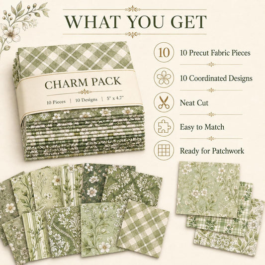 10pcS Charm Pack Set Plaid Floral Pattern VIntage Style Handmade DIY With Rich Color and Texture Elements 100% Polyester Patchwork in 10 Design Styles Suitable For Patchwork DIY Craft Projects DIY Wallet Making Gift Giving Bag Making Mother's Day Gift