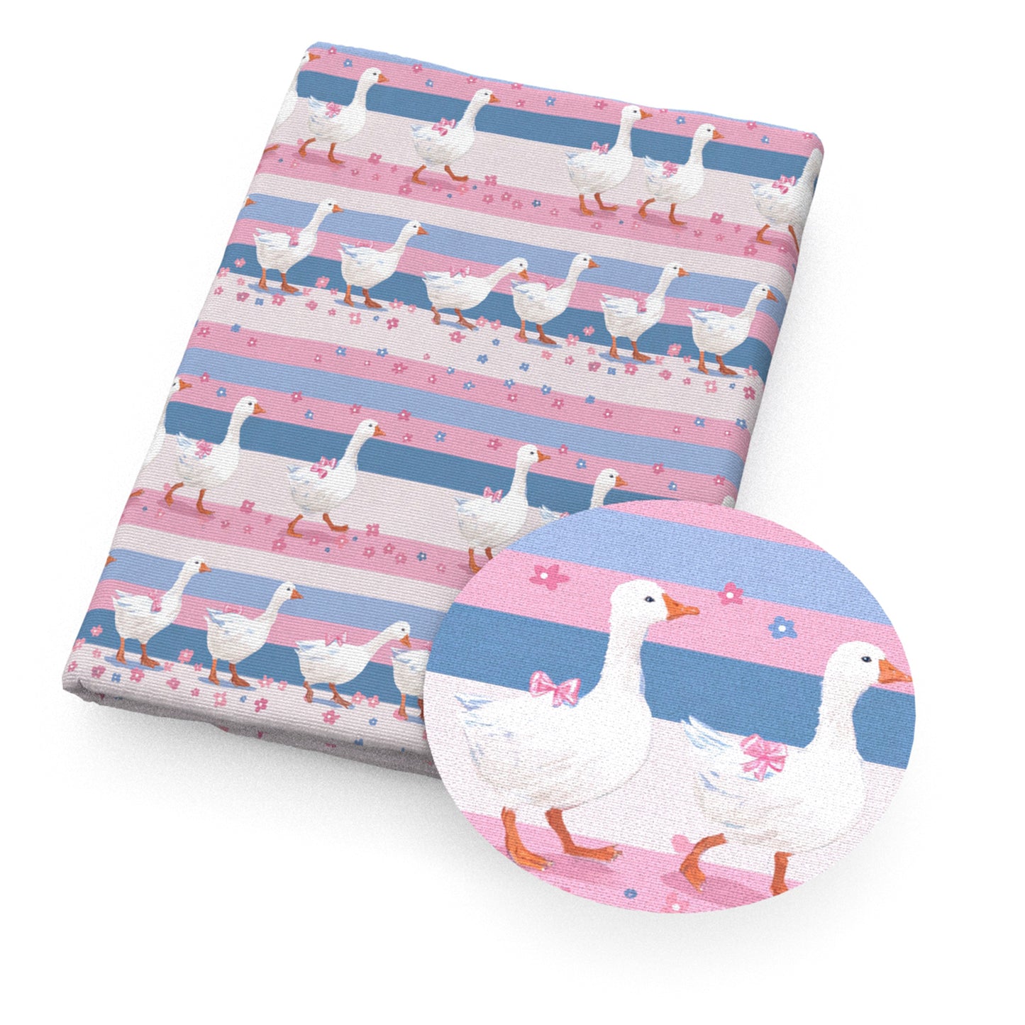 pink series flowerfloral duck swan fabric