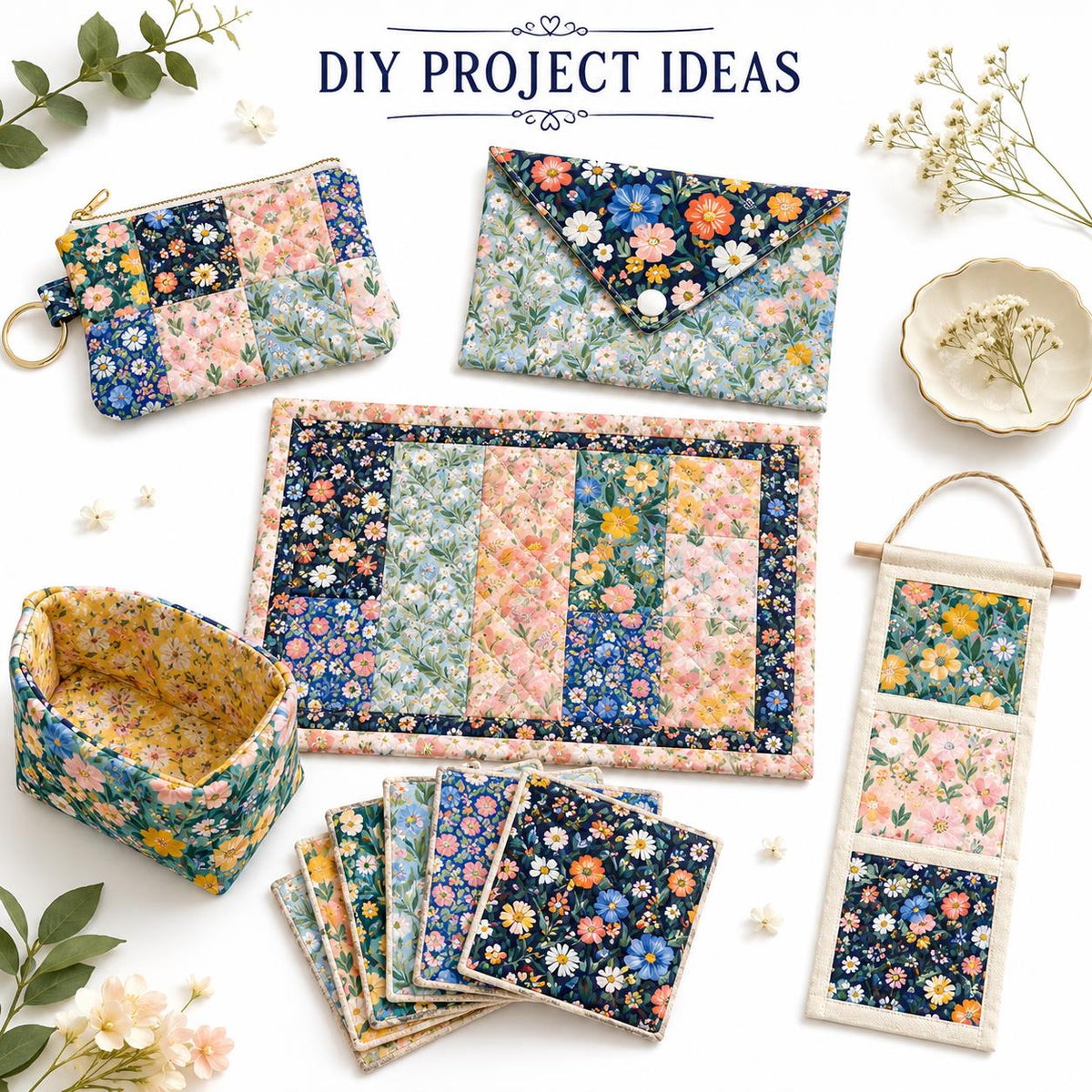 10pcs Charm Pack Set Floral Pattern Vintage Style Handmade DIY with Rich Color and Texture Elements 100% Polyester Patchwork in 10 Design Styles Suitable for Patchwork DIY Craft Projects DIY Wallet Making Gift Giving Bag Making Mother's Day Gift